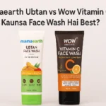 Mamaearth Ubtan vs Wow Vitamin C Face Wash की तुलना करती हुई फोटो, जिसमें दोनों प्रोडक्ट्स दिख रहे हैं।